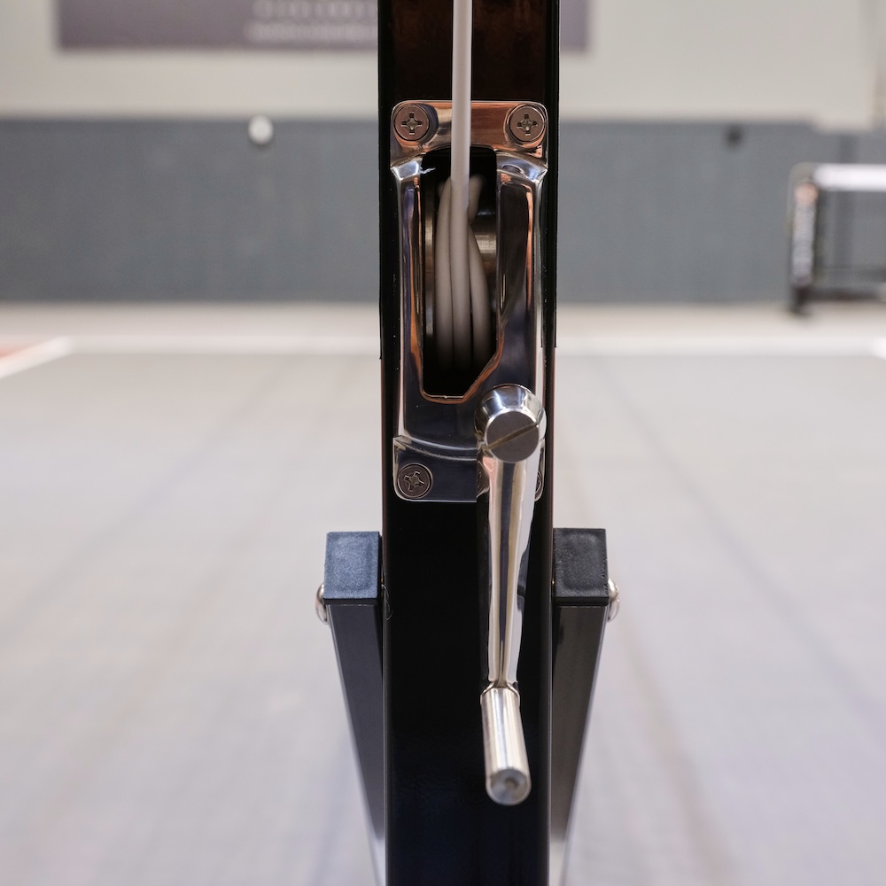 C&D QUALIFIER Portable Pickleball Net System 23 Close-up of winding system on QUALIFIER net post