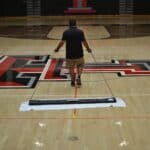 6' CourtClean Damp Mop Starter Kit With Tac-Tite Floor Cleaner 7 Courtclean 6' Damp Mop for Gym Floors - In Use