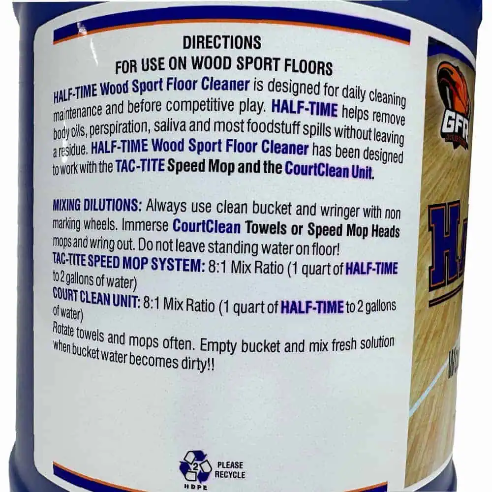 Half-Time Fast Drying Gym Floor Cleaner | (2) 1- Gallon Containers 23 Half-Time Gym Floor Cleaner