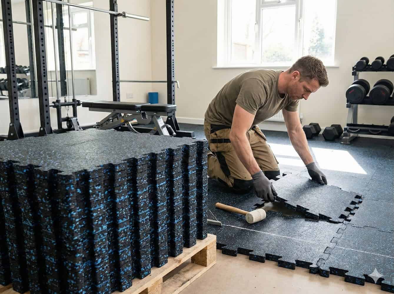 GYMlogix - Interlocking Rubber Tiles 47"x47" 30 GYMlogix Tiles for Home Gyms